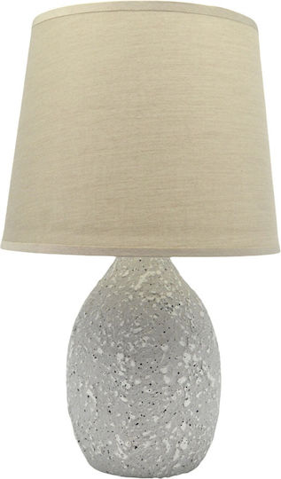 Ankor Ceramic Table Lamp for Socket E14 with Beige Shade and Gray Base