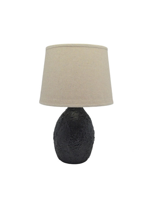 Ankor Ceramic Table Lamp for Socket E14 with Beige Shade and Black Base