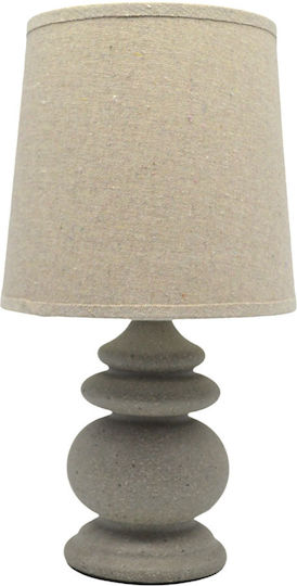 Ankor Keramik Tischlampe für Fassung E14 mit Beige Schirm und Gray Basis
