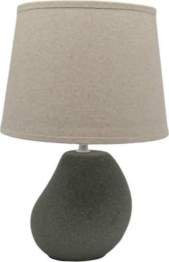 Ankor Ceramic Table Lamp for Socket E14 with Beige Shade and Gray Base