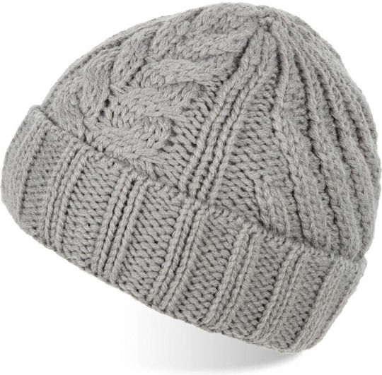 Beanie Γυναικείος Fleece Σκούφος Πλεκτός σε Γκρι χρώμα