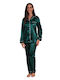 Lydia Creations Winter Women's Pyjama Set Satin Cypress Green