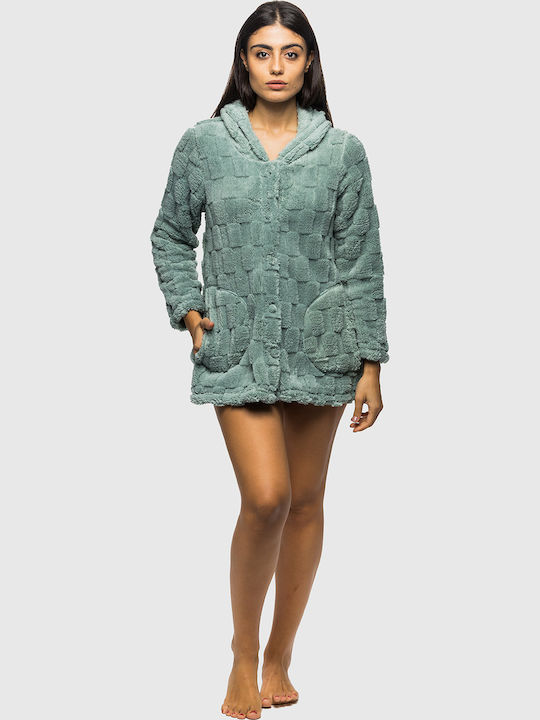 Koyote Winter Damen Samt Robe Laurel Green