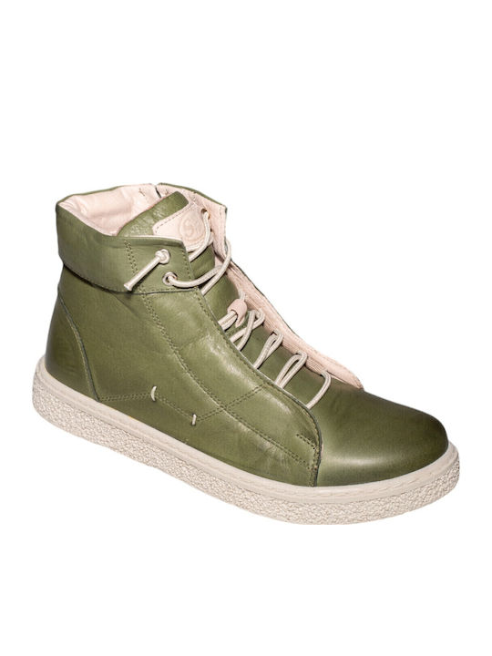 Leder Stiefeletten Damen Khaki