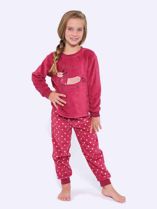 Muydemi Pijama pentru copii De iarnă Fleece Fuchsia