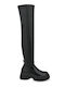 Synthetic Leather Over the Knee Medium Heel Women's Boots Black