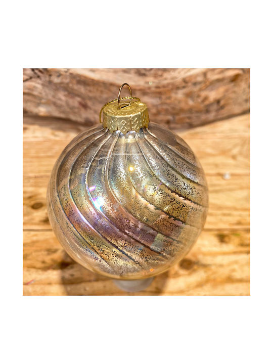 Champagne Iridescent Glass Christmas Ball 8cm