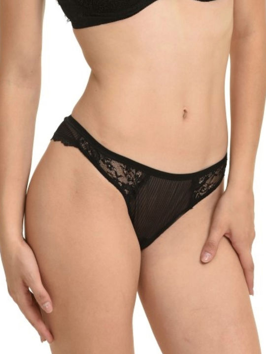 Damen Zeichenfolge mit Spitze Schwarz