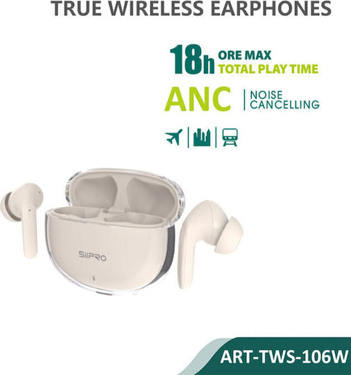 SiiPro TWS-106W In-ear Bluetooth Handsfree Căști cu Carcasă de Încărcare Bej