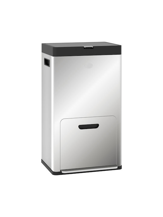 HomCom Waste Bin Waste made of Stainless Steel with Pedal Silver 56lt 1pcs