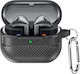 Techsuit Carbonfiber Case Silicone with Hook in Black color for Samsung Galaxy Buds 3 / 3 Pro