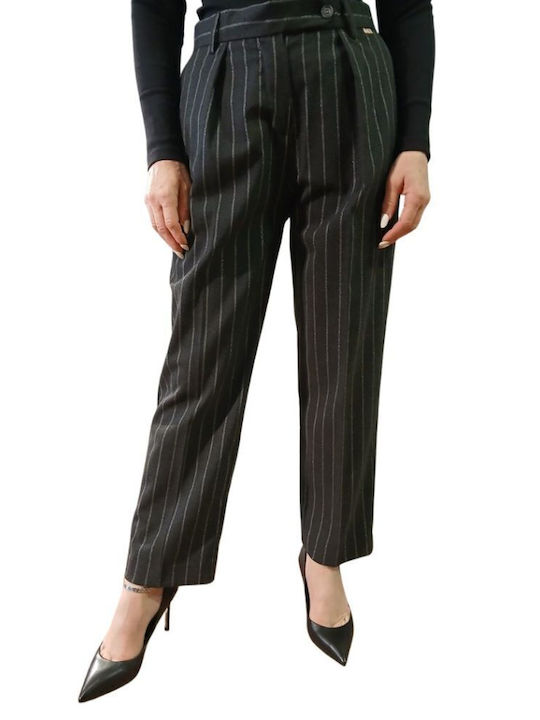 Dama Tesatura Pantaloni Cu dungi Dark grey