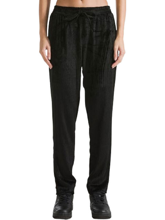 Women's Fabric Trousers Straight Line Black