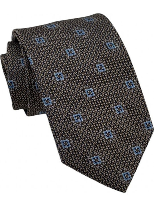 Brown Blue Beige Pattern Tie 6/7.5cm