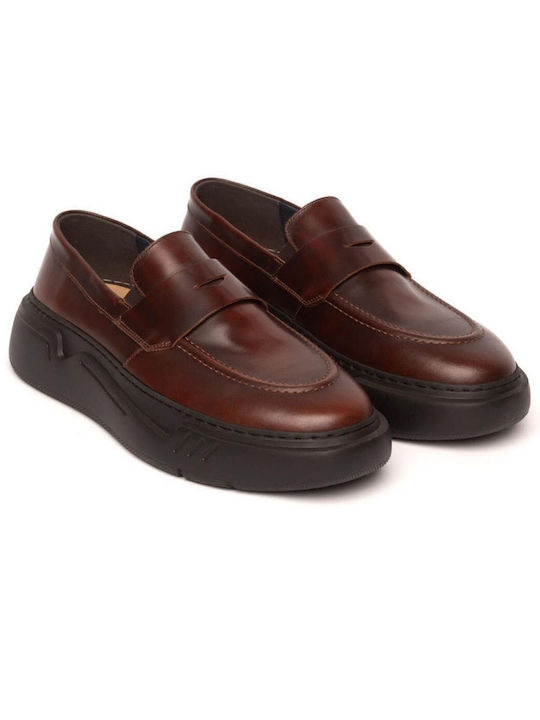 Δερμάτινα Ανδρικά Loafers σε Καφέ Χρώμα