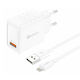Foneng Încărcător cu Port USB-A și Cablu Lightning 18W Quick Charge 3.0 Albς (EU54)