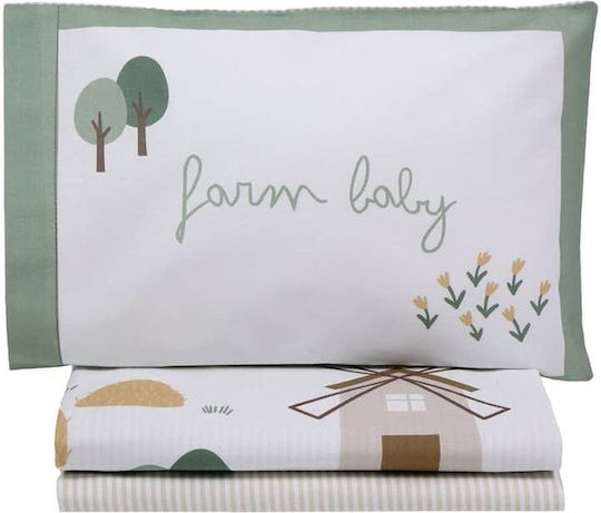 Nima Farm Baby Комплект Бебешки Чаршафи За Количка Памучни Многоцветни 120x170бр 3бр