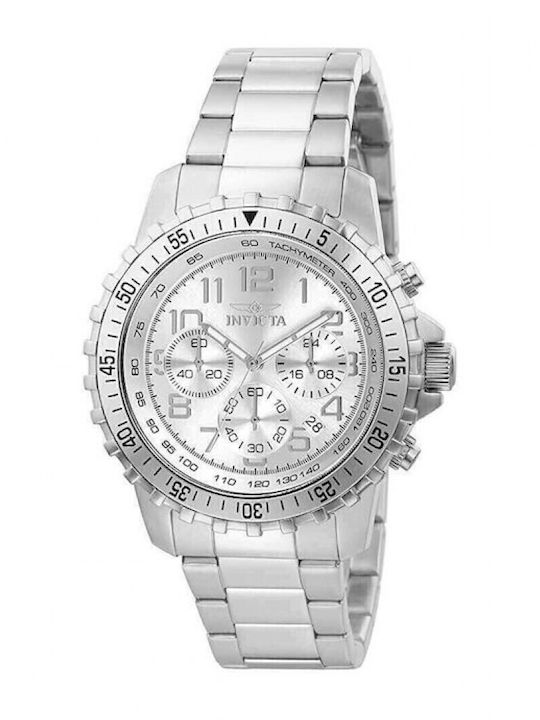 Invicta Men's Watch 45mm Chronograph Battery with Silver Metal Bracelet