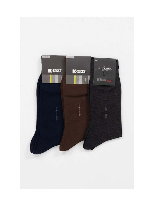 K Socks Ανδρικές Κάλτσες Μπλε Ραφ 3Pack
