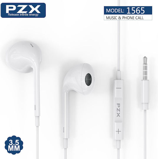 PZX 1565 In-ear Handsfree Ακουστικά με Βύσμα 3.5mm Λευκό