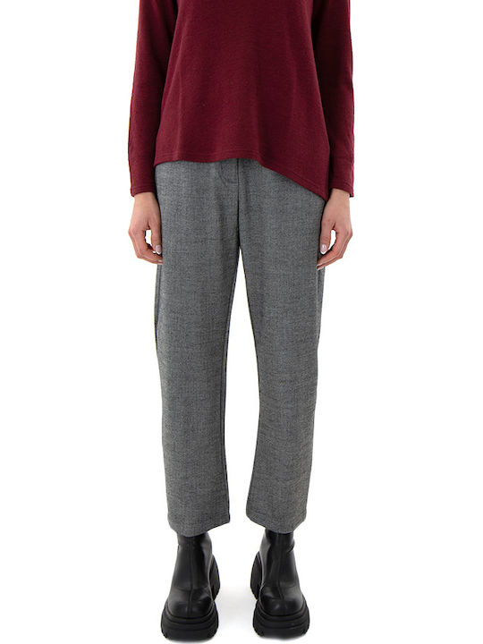 Damen Hoch tailliert Stoff Hose Gray