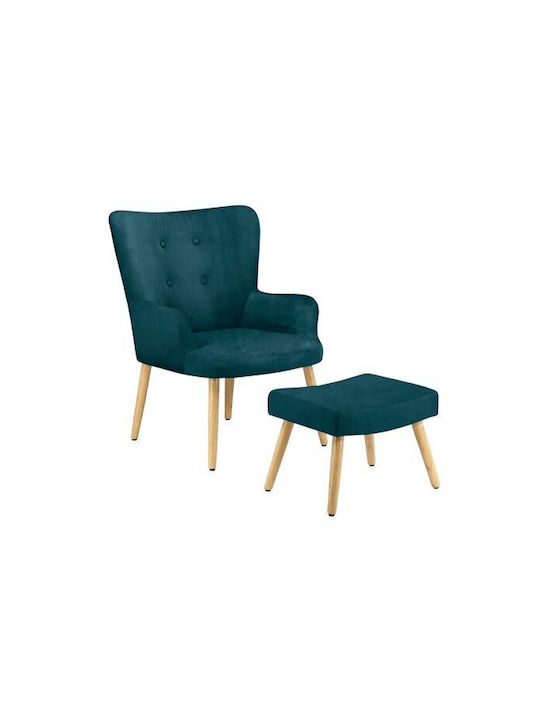 Denton 304 Πολυθρόνα με Υποπόδιο Τυρκουάζ 85x70x70cm