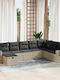 Corner Outdoor Sofa Rattan with Chest and Cushions 55x55x69cm