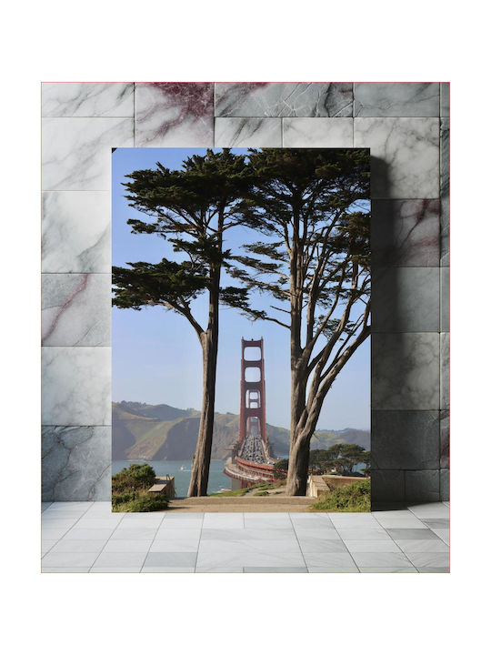 Πίνακας Golden Gate Bridge Framed By Trees Gold...