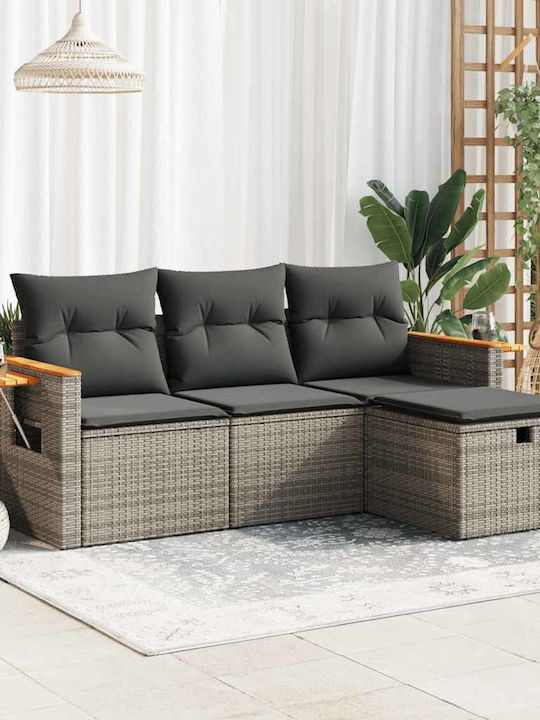 Corner Outdoor Sofa Rattan with Chest and Cushions 55x55x69cm