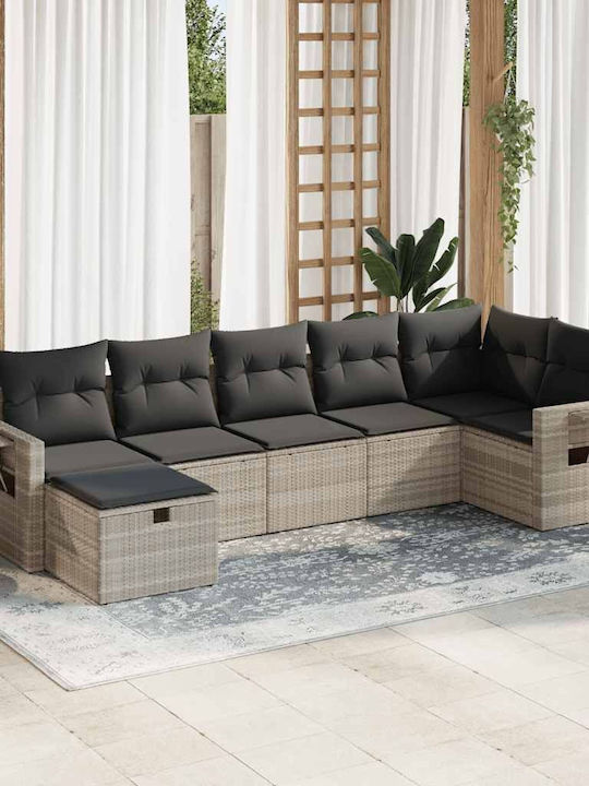 Γωνιακός Καναπές Εξωτερικού Χώρου Rattan με Μπα...