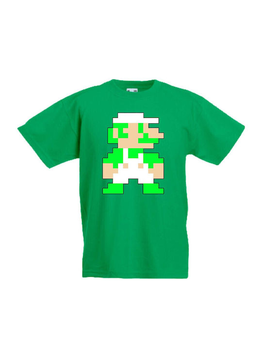 Kid T-shirt Tralala Super Mario Luigi 8-bit Green