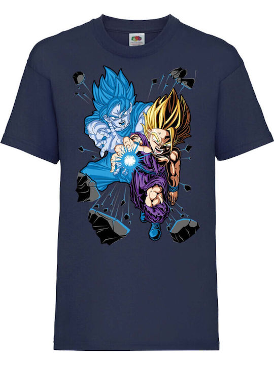 Kinder T-Shirt Japan Animation Tralala Dragon Ball Z Gohan X Goku Marineblau