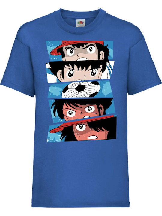 Kinder T-Shirt Tralala Captain Tsubasa 02 Japan Animation Blau
