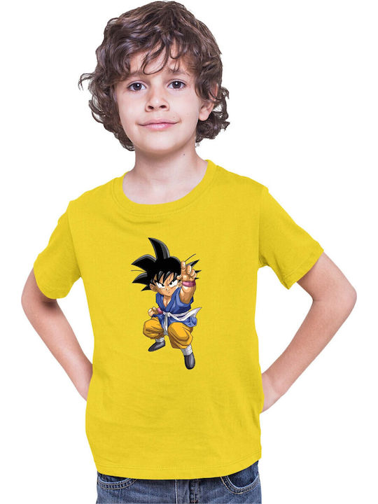Детска тениска Dragon Ball Z Tralala Goku 16 Жълта