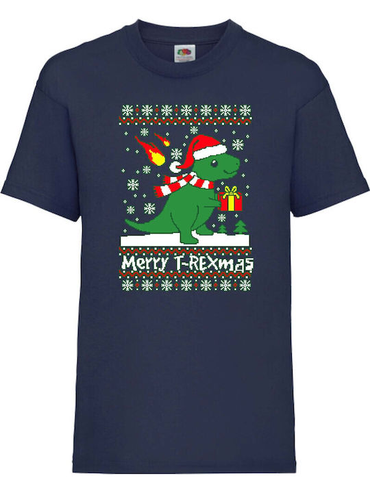 Kid T-shirt Tralala T-rex Christmas Navy