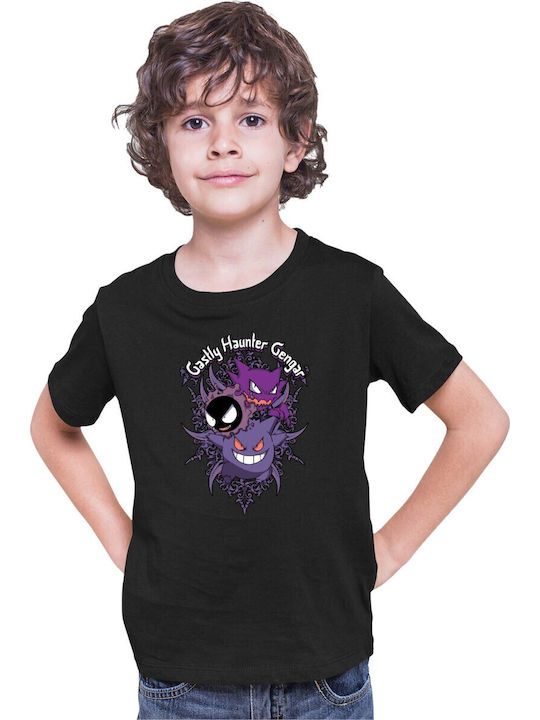 Kid T-shirt Japan Anime Manga Tralala Pokemon Gengar Black