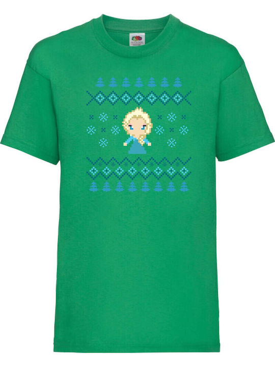 Kid's T-shirt Tralala Frozen Elsa Christmas Green