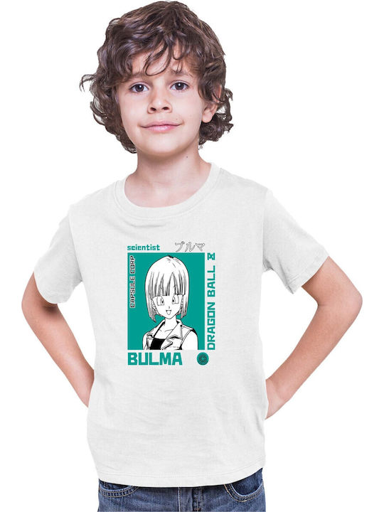 Tricou Copii Dragon Ball Z Tralala Bulma 01 Alb