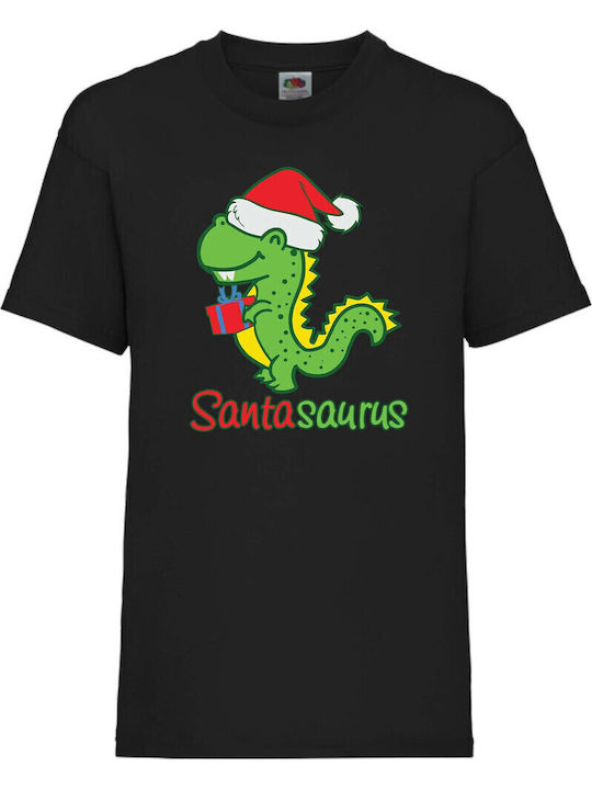 Kid T-shirt Tralala Santasaurus Black