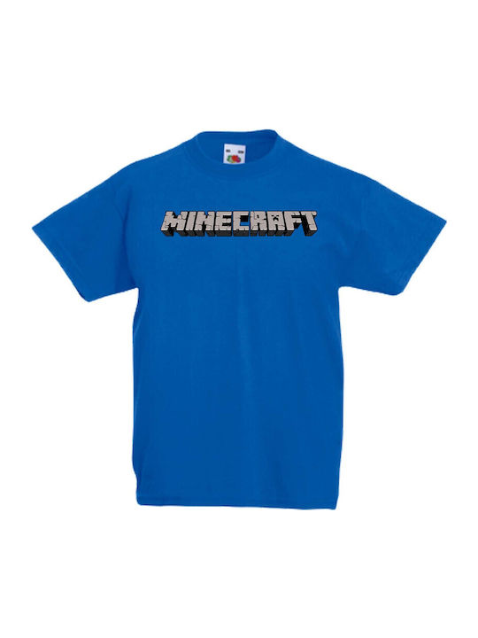 Kid T-shirt Tralala Minecraft Logo 2 Blue