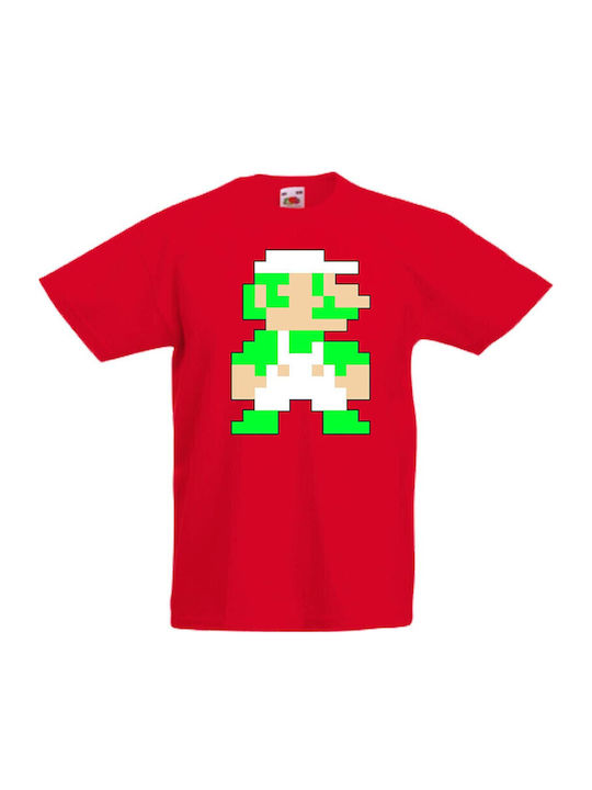 Kid T-shirt Tralala Super Mario Luigi 8-bit Red