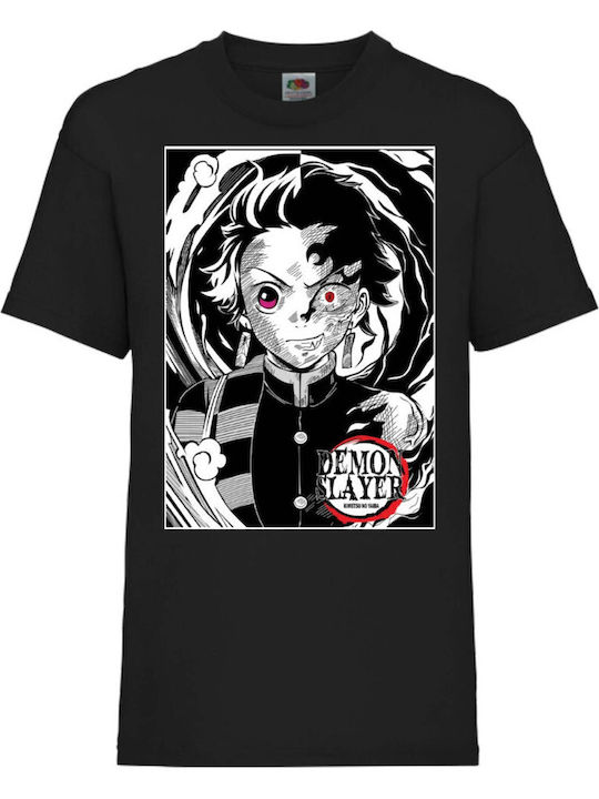 Детска тениска Tralala Demon Slayer Tanjiro Kamado 04 Японска анимация Черна