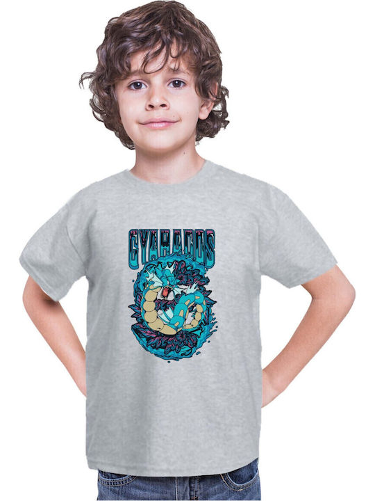 Kid T-shirt Japan Anime Manga Tralala Pokemon Gyarados Grey