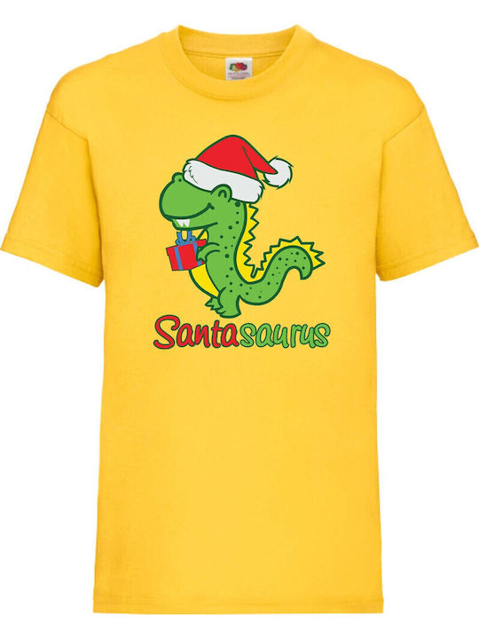 Kinder T-Shirt Tralala Santasaurus Gelb