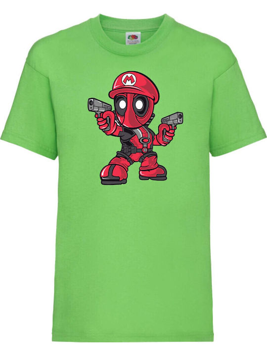 Kinder T-Shirt Tralala Marvel Deadpool Super Mario Limette