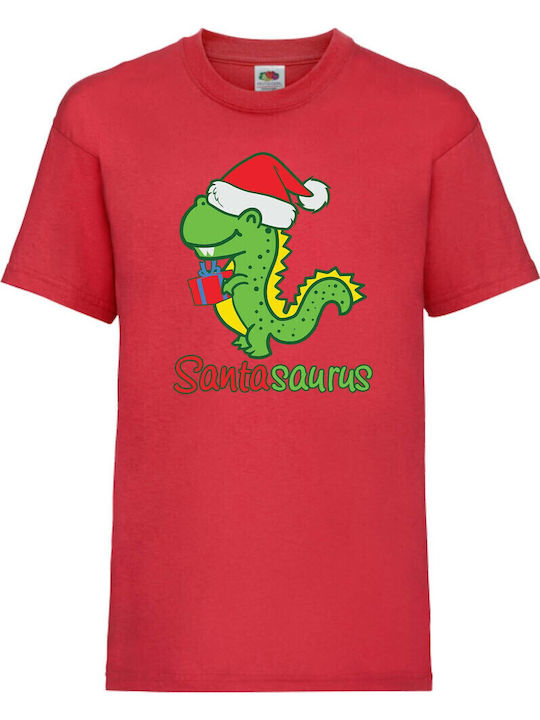 Kid T-shirt Tralala Santasaurus Red