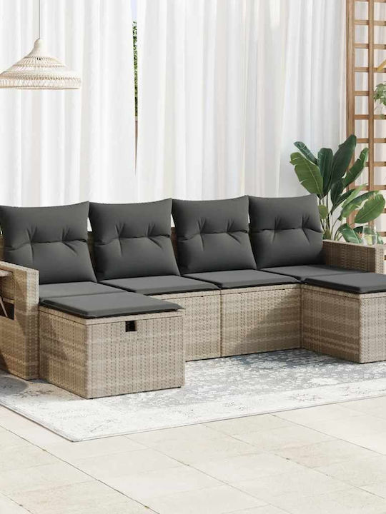 Γωνιακός Καναπές Εξωτερικού Χώρου Rattan με Μπα...