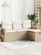 Outdoor Corner Rattan Sofa with Chest and Cushions 55x55x69cm