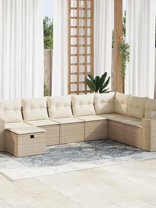 Corner Sofa Outdoor Rattan with Chest and Pillo...