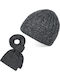 Set with Beanie Knitted in Gray color